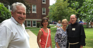 Fr. Jim Kent (Minister Provincial) was happy to greet pilgrims who are friends from Mount St. Francis.
